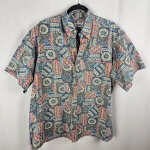 Vintage 90s Reyn Spooner Hawaiian Traditions Print Shirt Mens XL USA Made